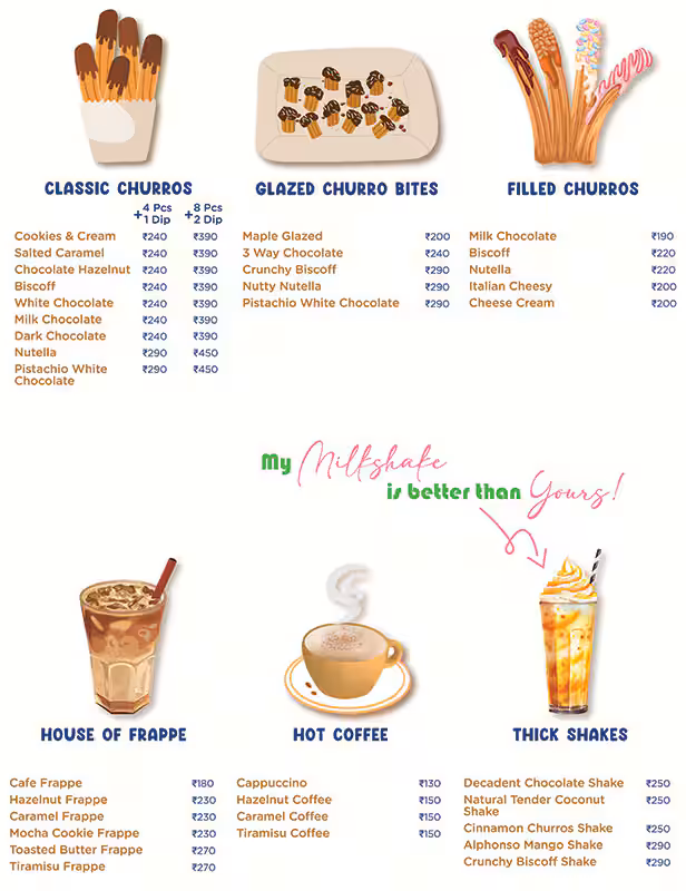 spanish churros menu